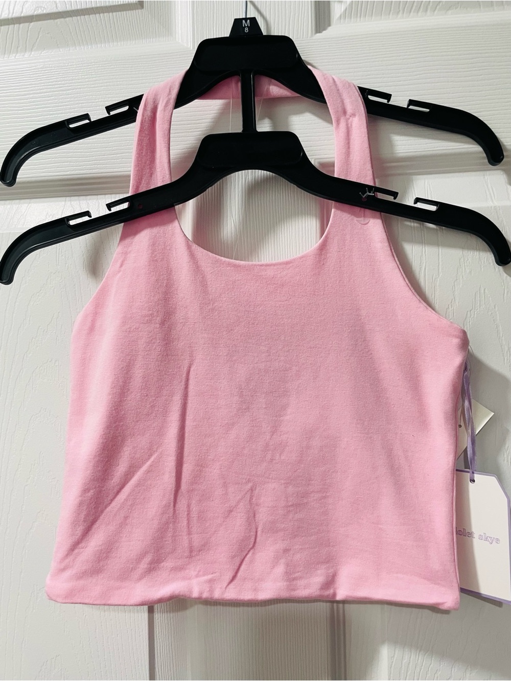Women's Soft Pink Racerback Crop Tank Top - Classic Casual